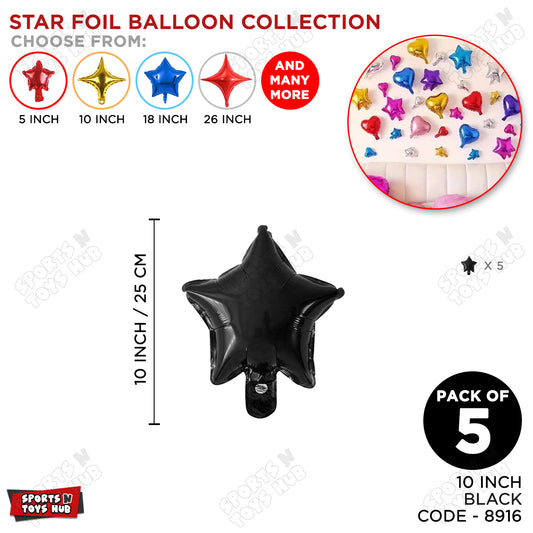 10 Inch - Black Star Foil Balloon