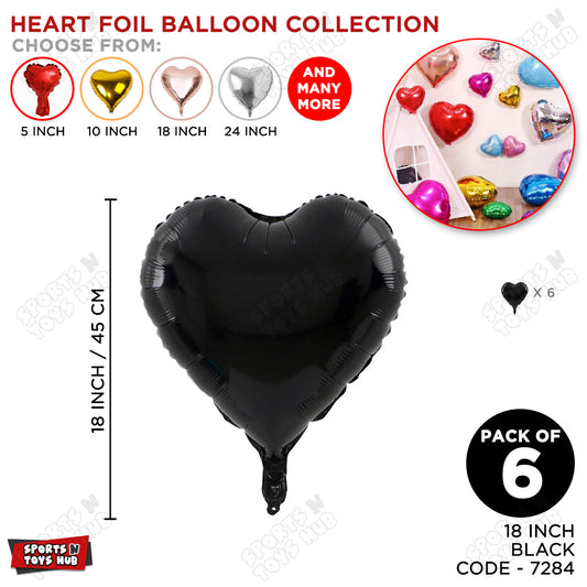 18 Inch - Black Heart Foil Balloon