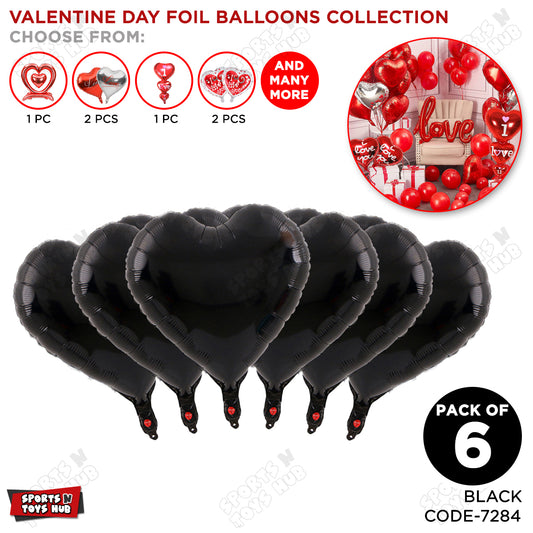 18 Inch Heart Shape Foil Balloon Set Collection - 6 Pcs