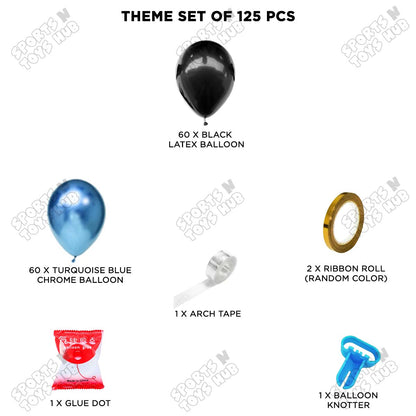 Blue & Black - Latex & Chrome Balloon Arch Kit