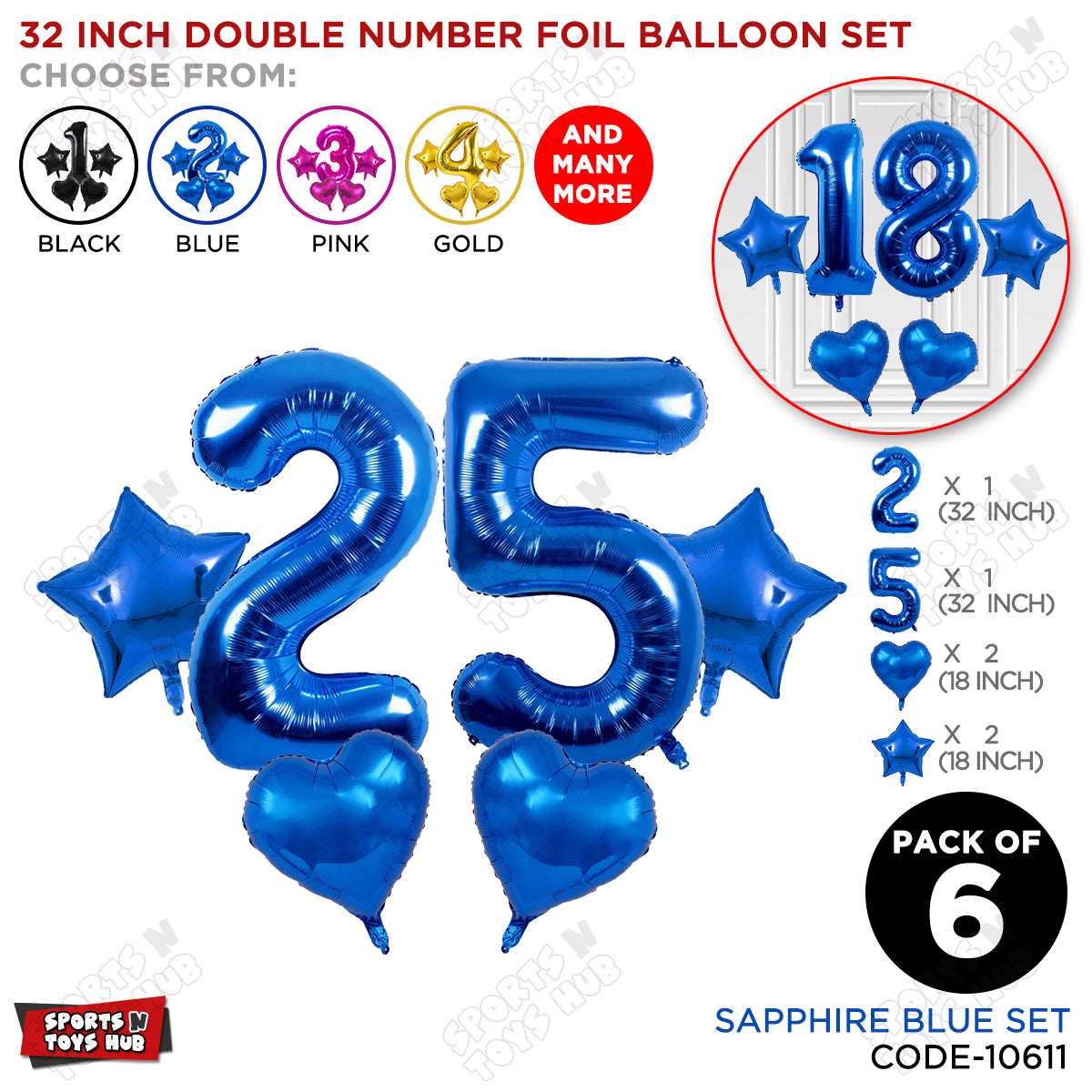 Blue Color 32 Inch Number Foil Balloon Set
