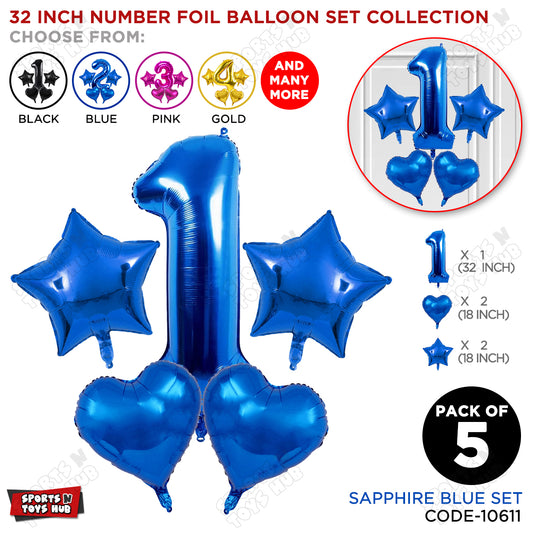 Blue Color 32 Inch Number Foil Balloon Set