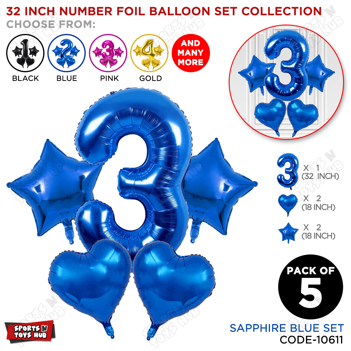 Third Birthday Foil Balloon Set