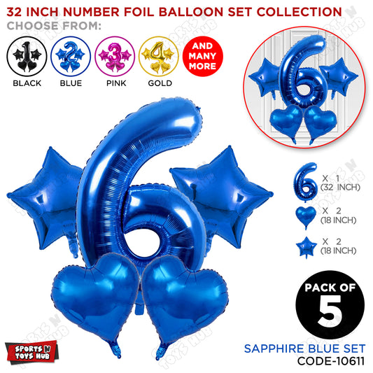 Blue Color 32 Inch Number Foil Balloon Set