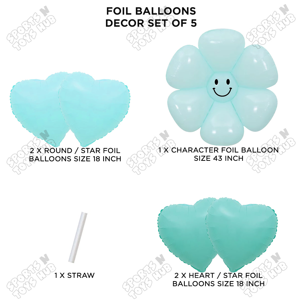 Jumbo Smiley Flower Foil Balloon Set Collection