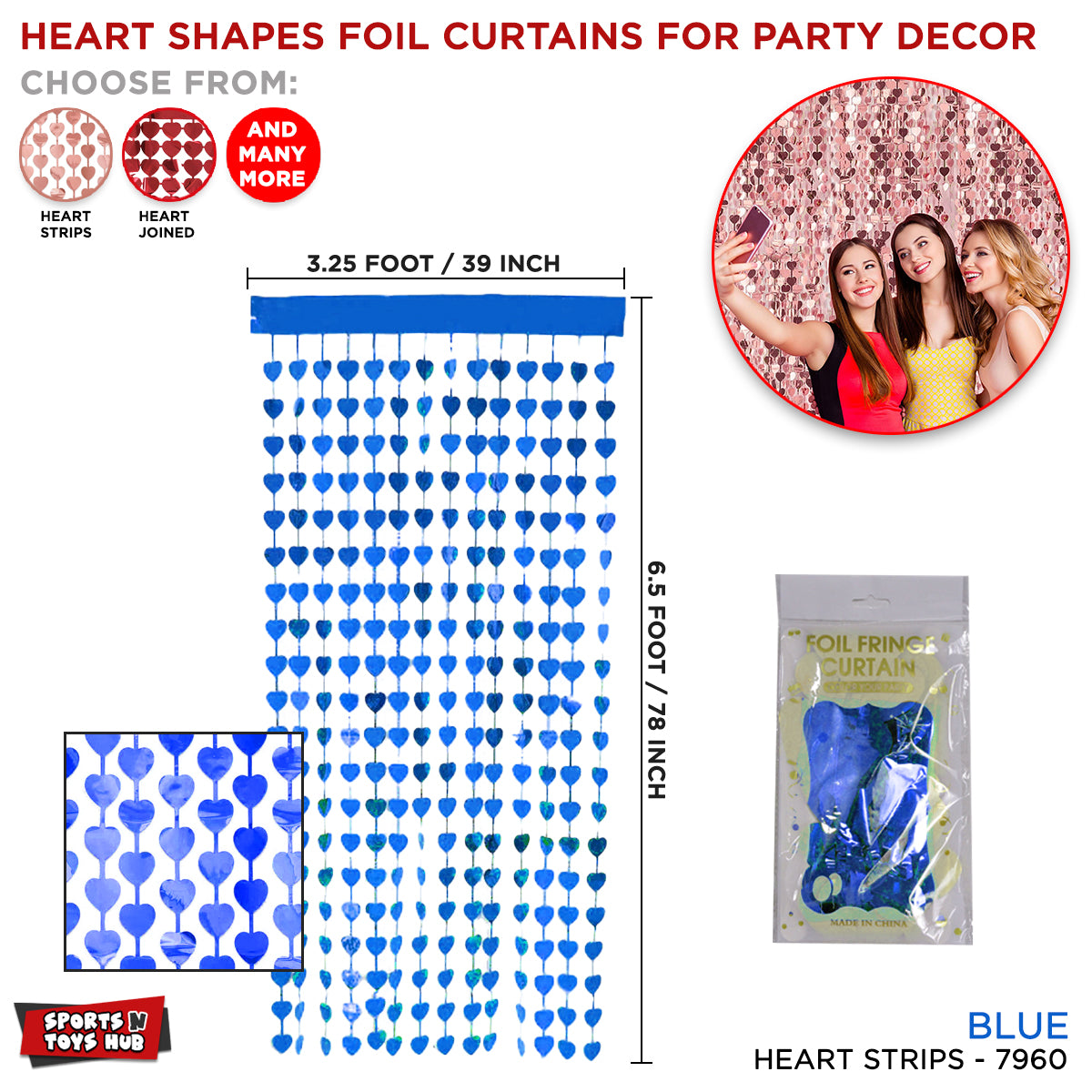 Tinsel Heart Strips Shape Foil Fringe Curtain Collection