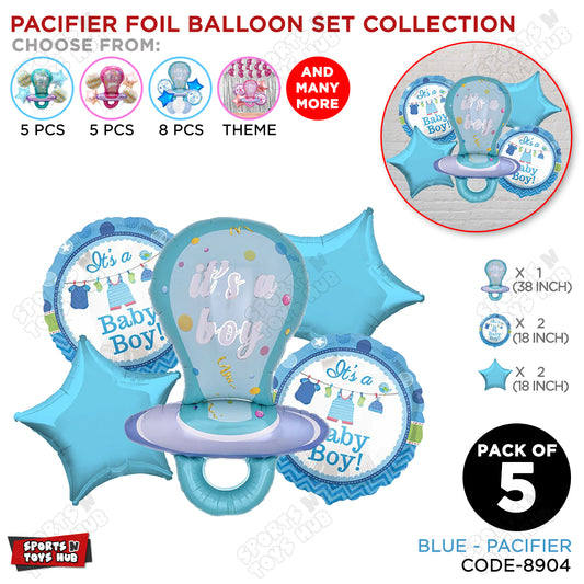 Baby Boy Pacifier Pack Of 5 Foil Balloon Set
