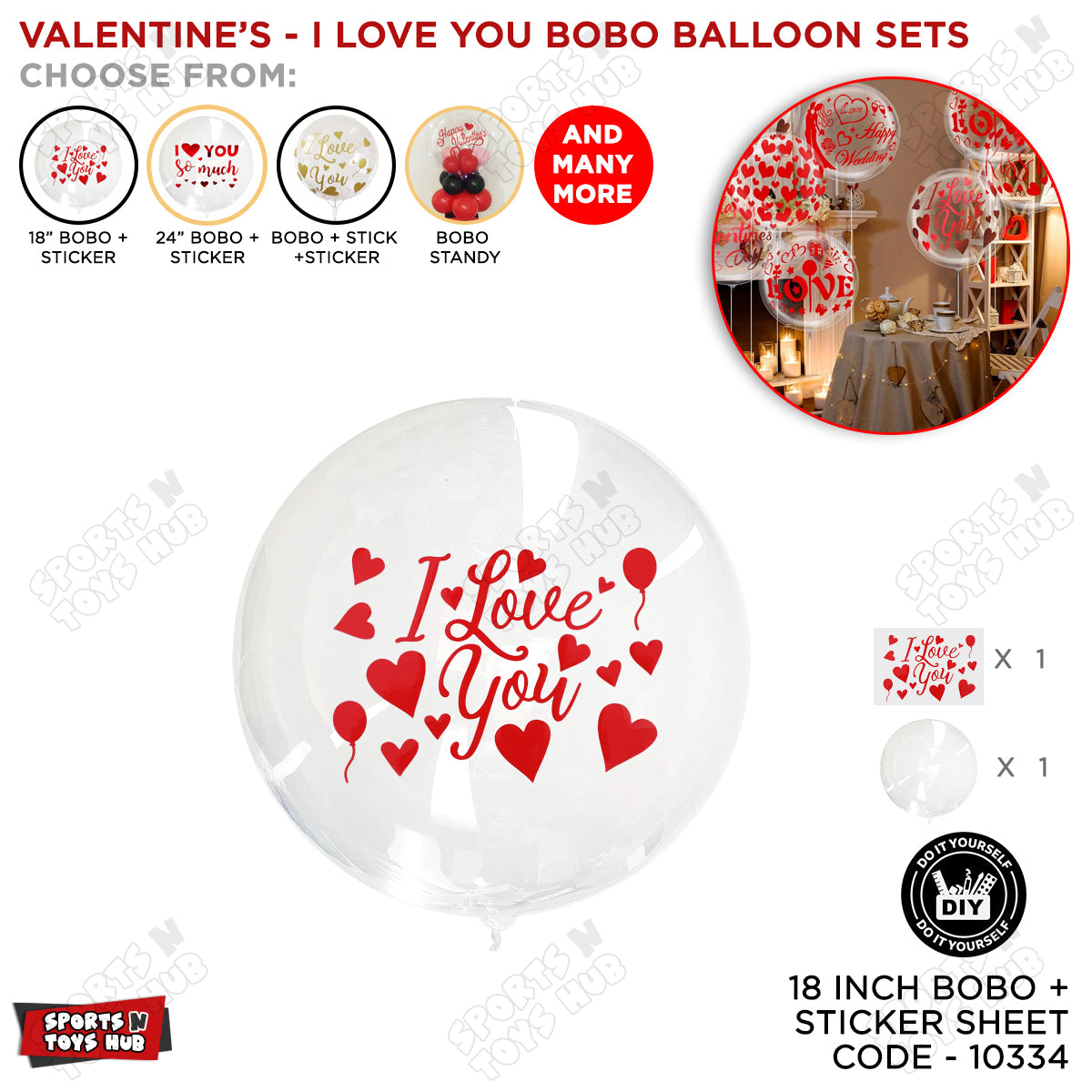 Valentine 's Day Bobo Balloon With I Love You Stickers Collection