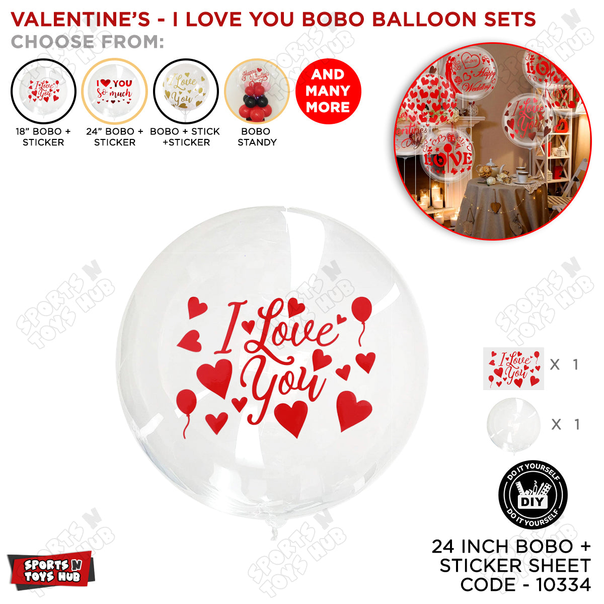 Valentine 's Day Bobo Balloon With I Love You Stickers Collection