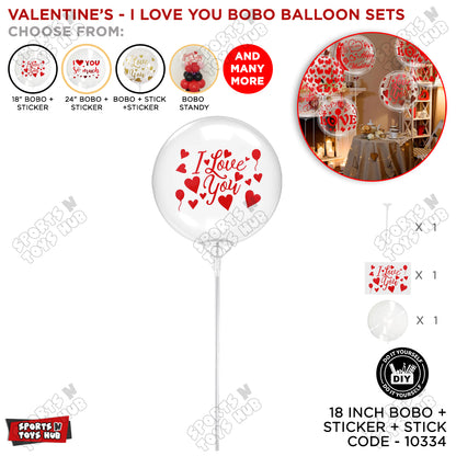 Valentine 's Day Bobo Balloon With I Love You Stickers & Stick
