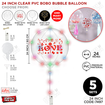 Love Red Color Sticker With BOBO Balloon Stick & LED Light