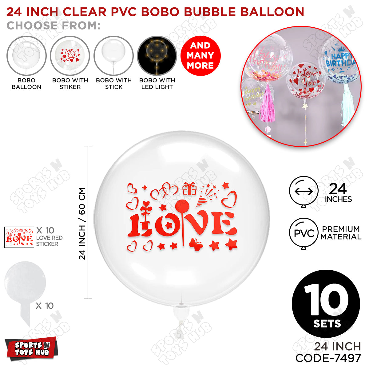 Love Red Color Sticker With BOBO Balloon
