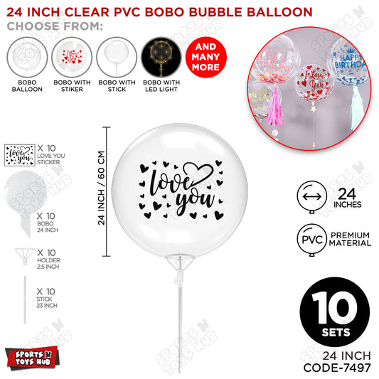 Love You Black Color Sticker With Bobo Balloon & Stick