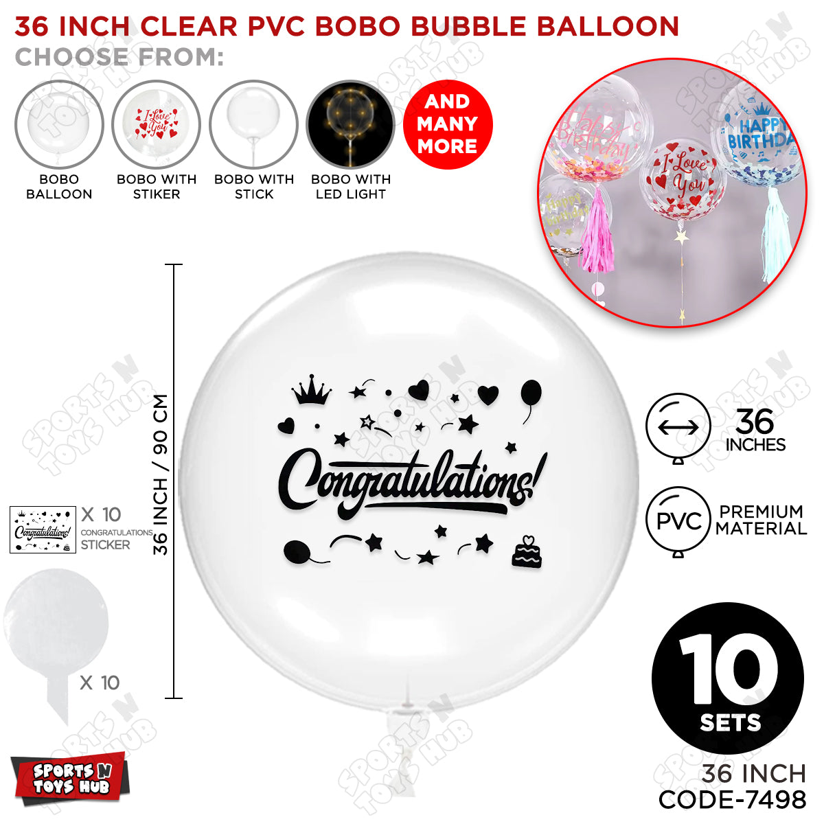 Congratulations Black Color Sticker With BOBO Balloon