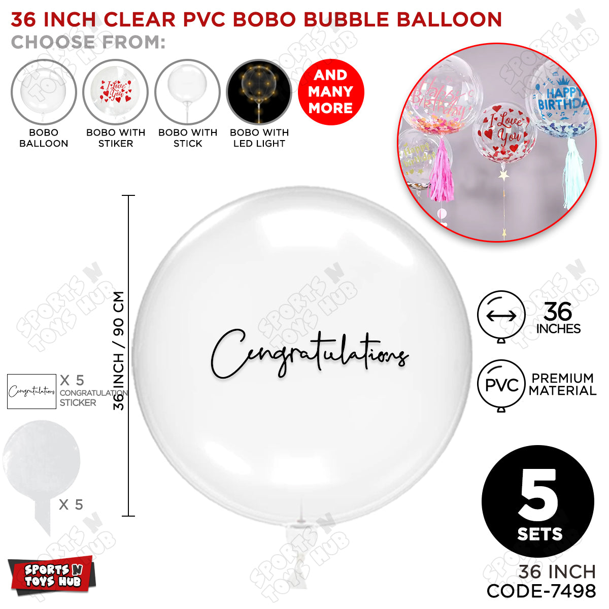 Congratulation Black Color Sticker With BOBO Balloon