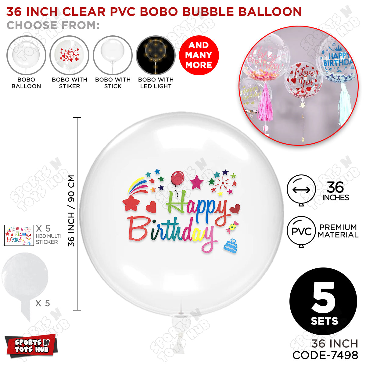 Happy Birthday Multi Color Sticker With BOBO Balloon
