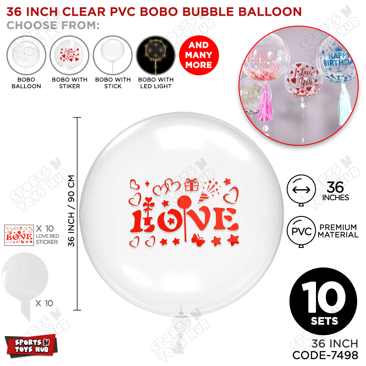 Love Red Color Sticker With BOBO Balloon