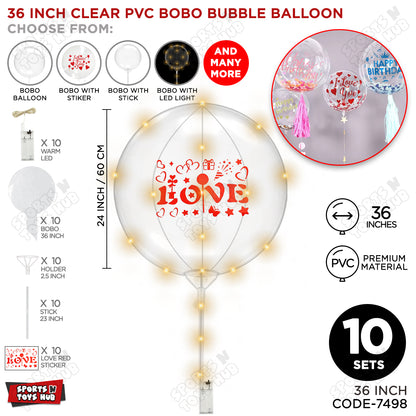 Love Red Color Sticker With BOBO Balloon Stick & LED Light
