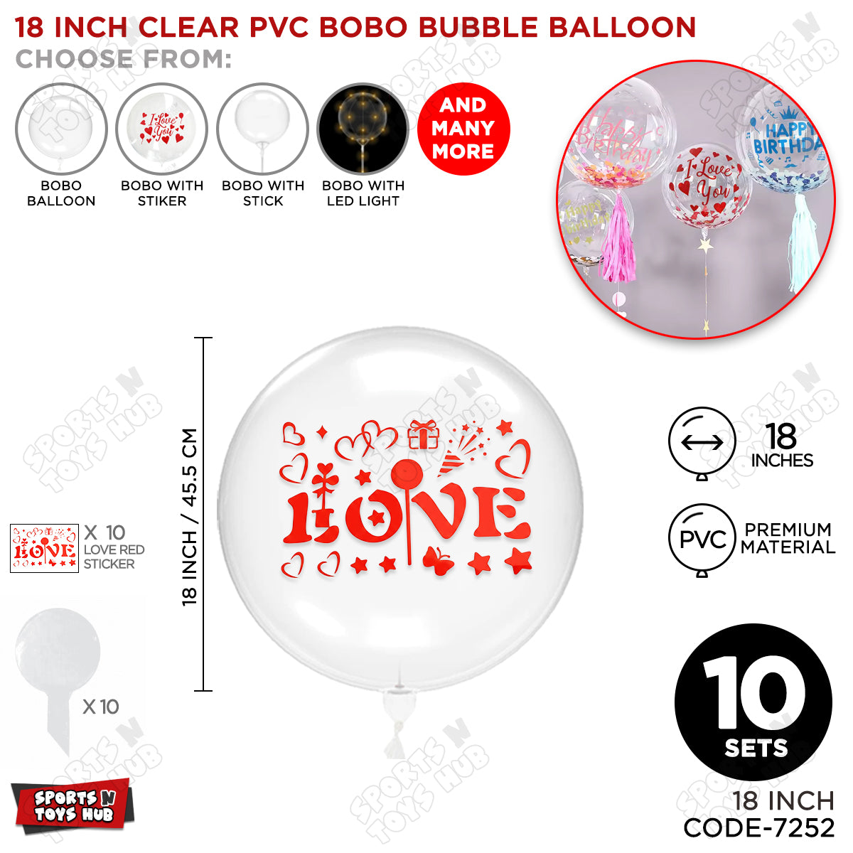 Love Red Color Sticker With BOBO Balloon