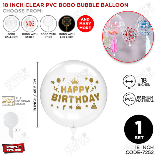 Happy Birthday Dull Gold Color Sticker With BOBO Balloon