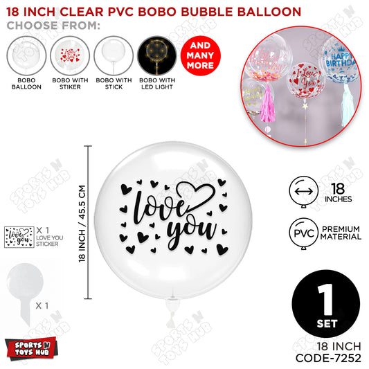 Love You Black Color Sticker With BOBO Balloon