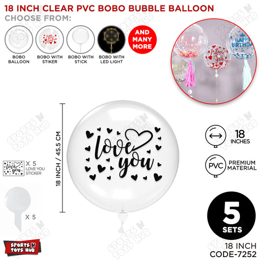 Love You Black Color Sticker With BOBO Balloon