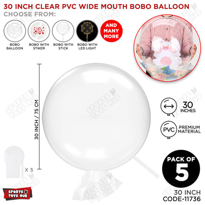 30 Inch Clear PVC BOBO Open Mouth Stuffing Balloon