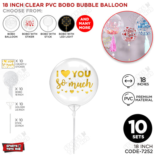 I love You Soo Much Gold Color Sticker With Bobo Balloon & Stick