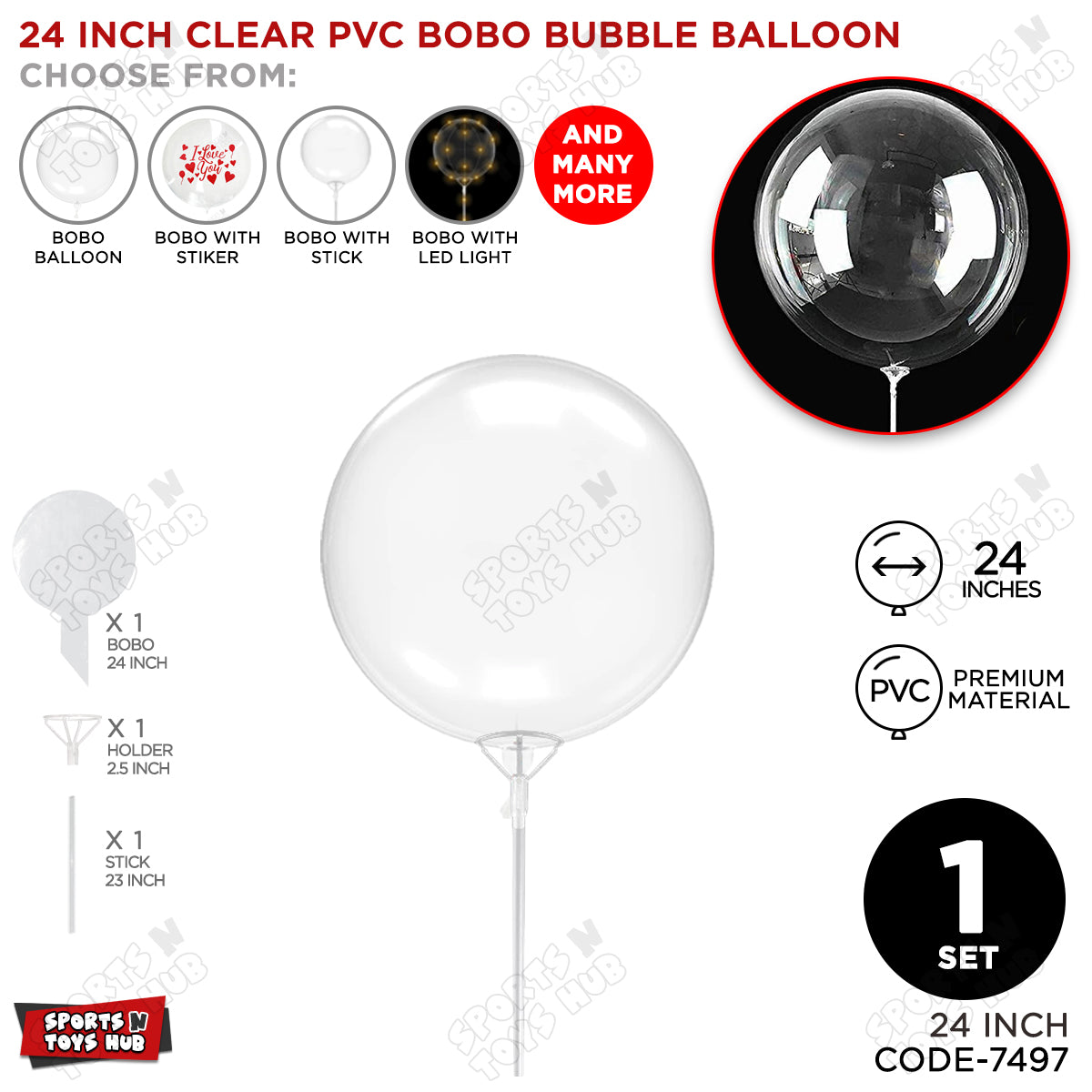 24 Inch BOBO Balloon With Stick