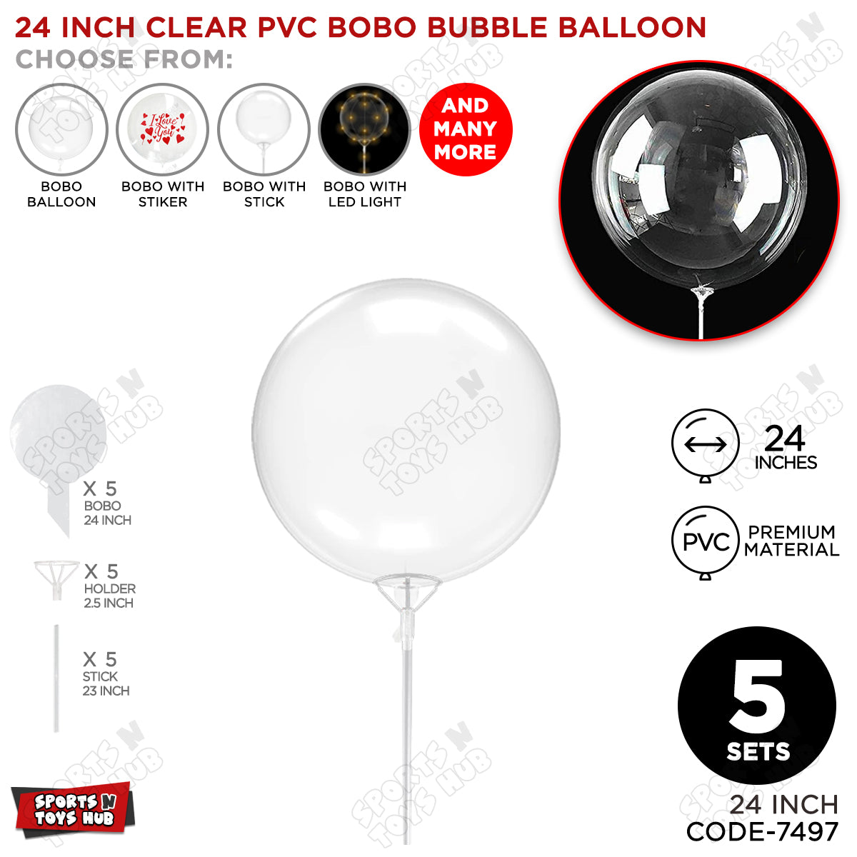 24 Inch BOBO Balloon With Stick