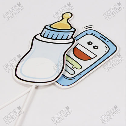 HBD Cartoon Character Boss B@by Printed Card Board Cake Topper - 6 Pcs