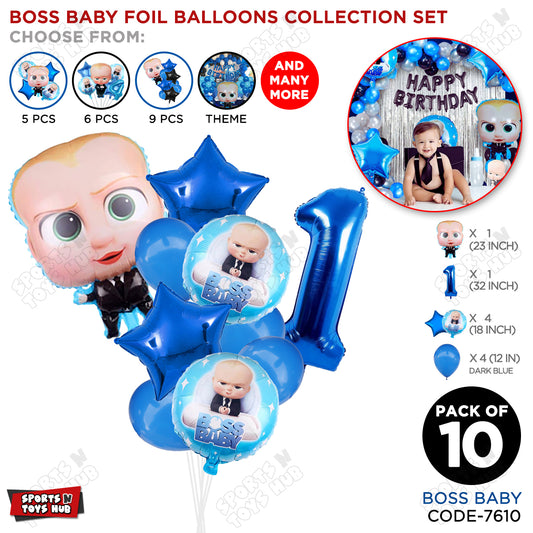 B_o_s_s B@by Pack Of 10 Foil Balloon Set