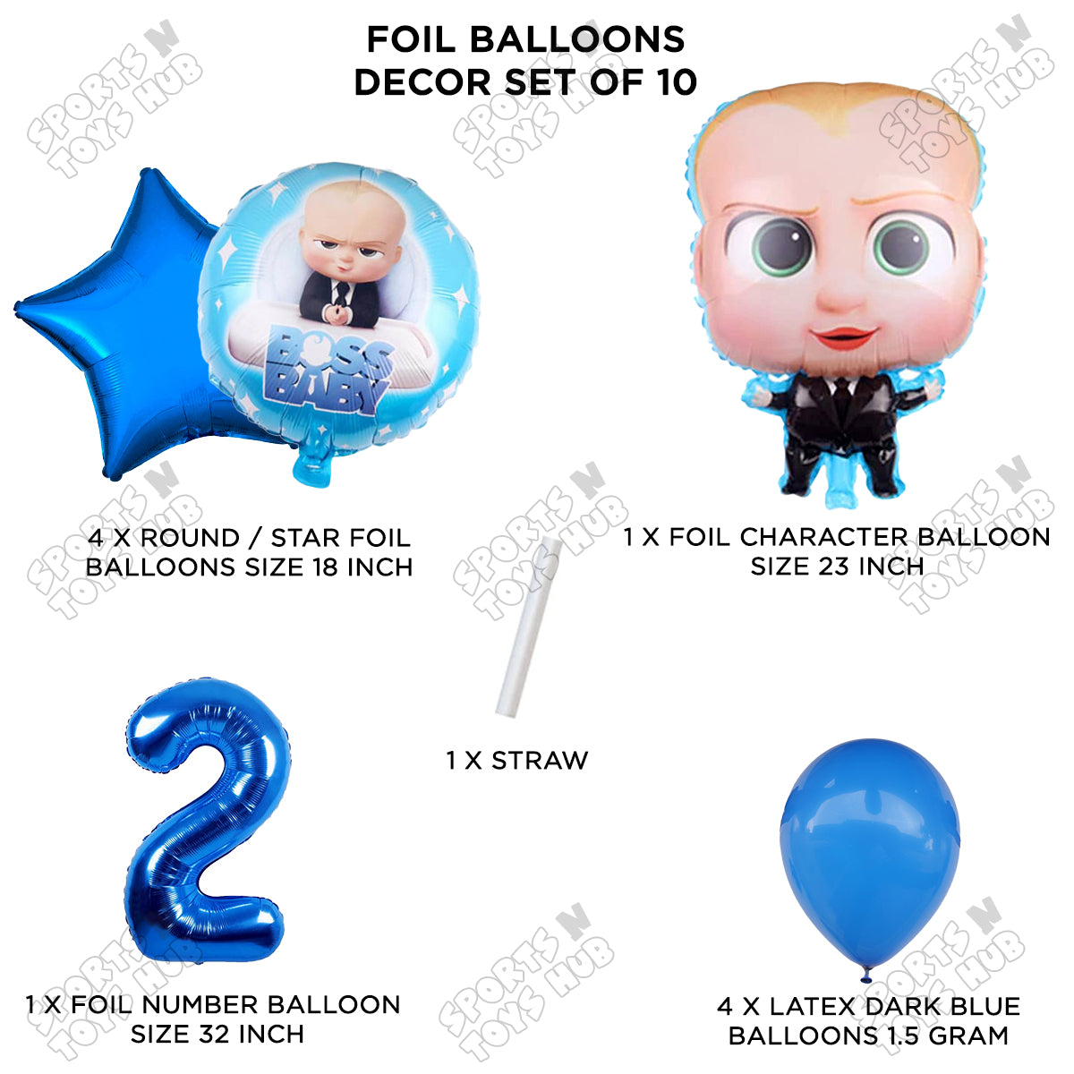 B_o_s_s B@by Pack Of 10 Foil Balloon Set