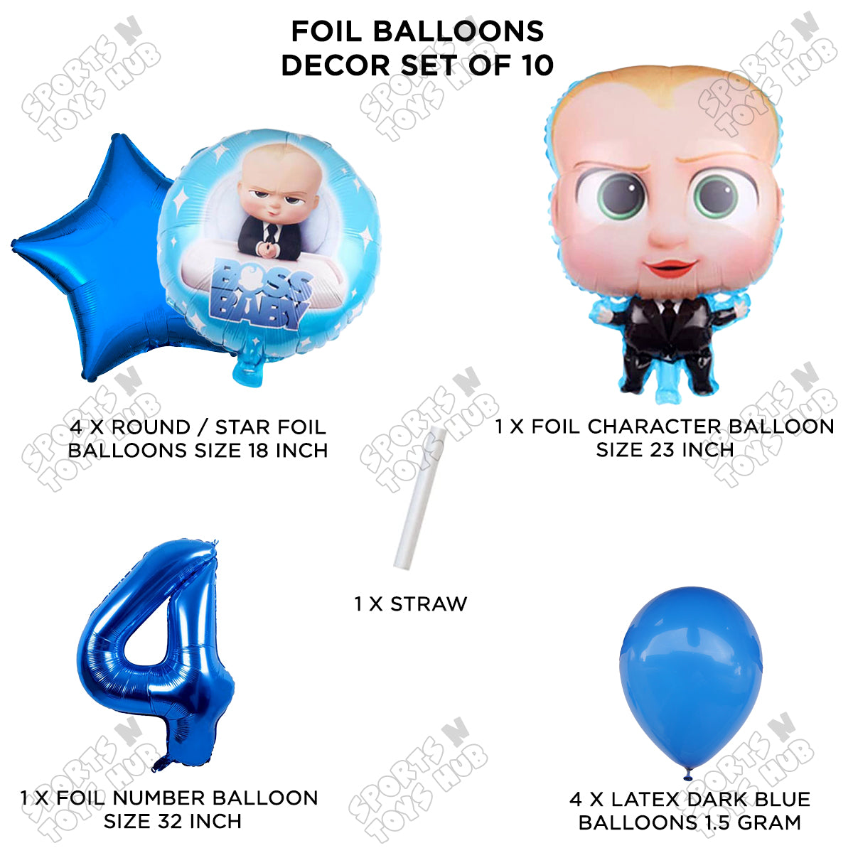 B_o_s_s B@by Pack Of 10 Foil Balloon Set