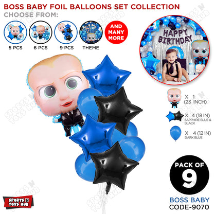 B_o_s_s B@by Pack Of 9 Foil Balloon Set