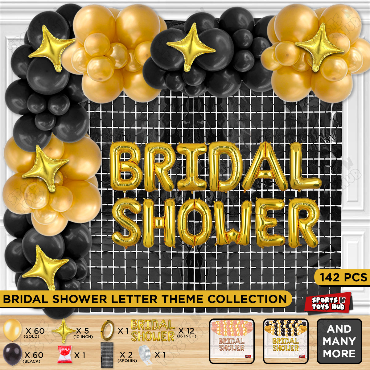 Bridal Shower Foil Letters Theme Collection - Gold & Black