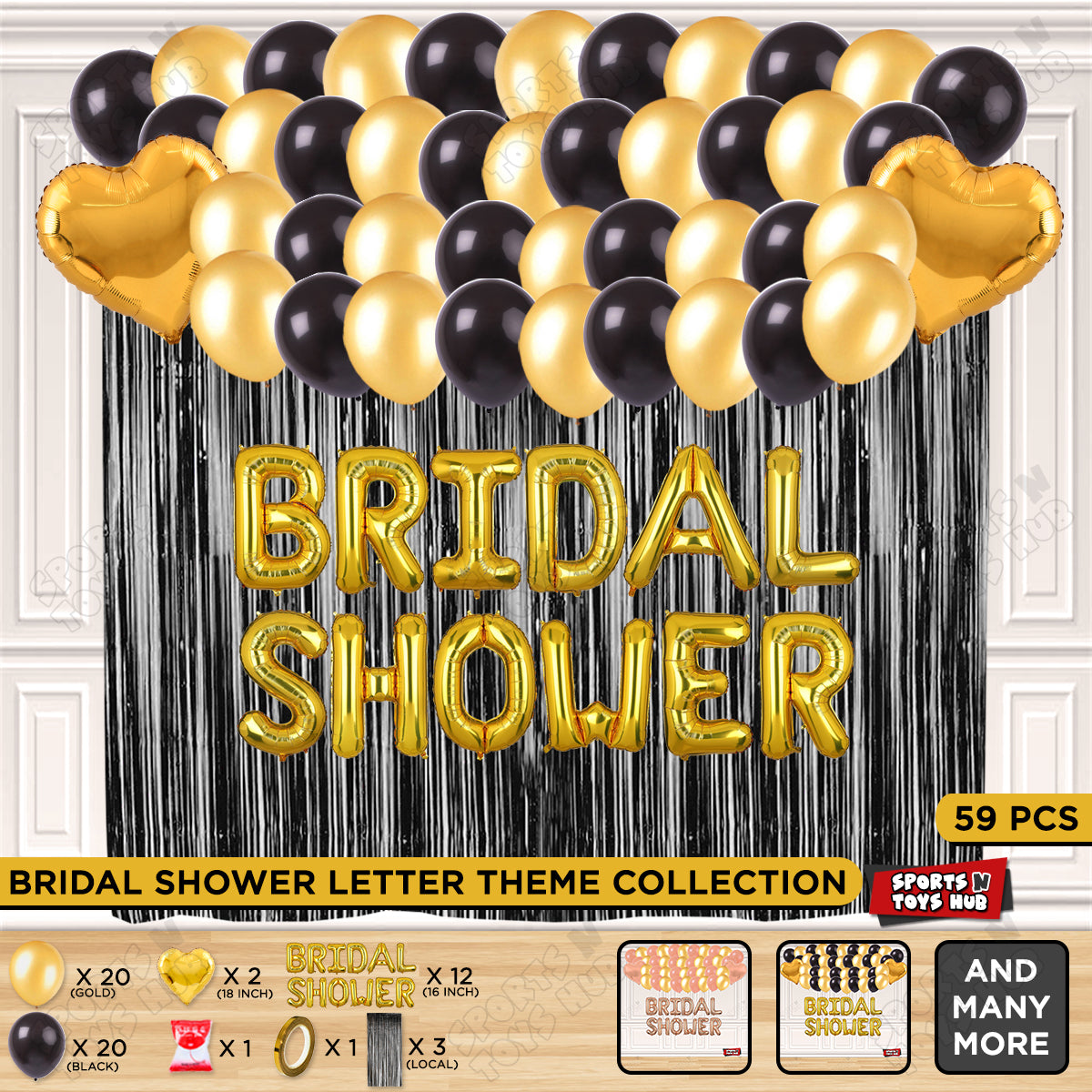 Bridal Shower Foil Letters Theme Collection - Gold & Black