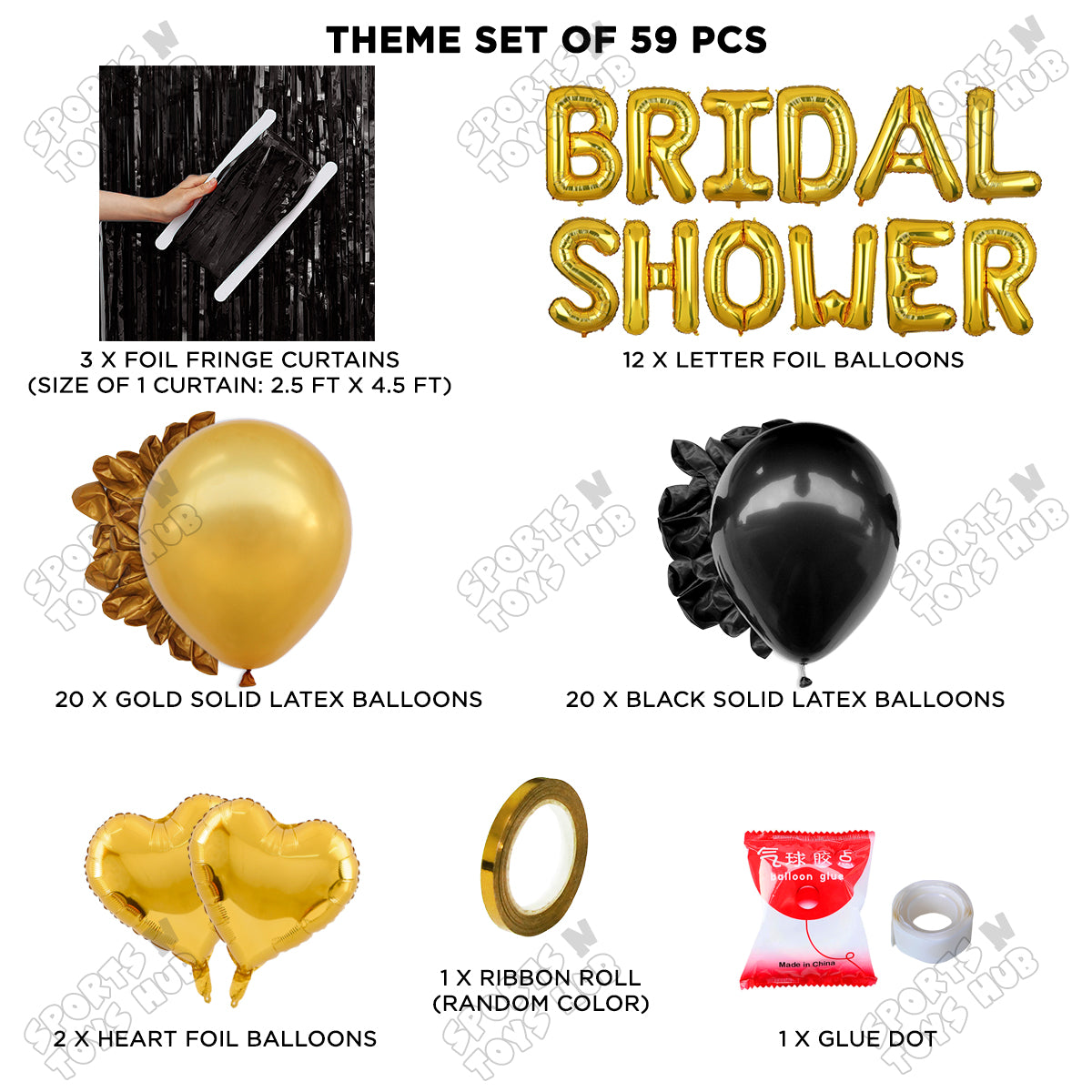 Bridal Shower Foil Letters Theme Collection - Gold & Black