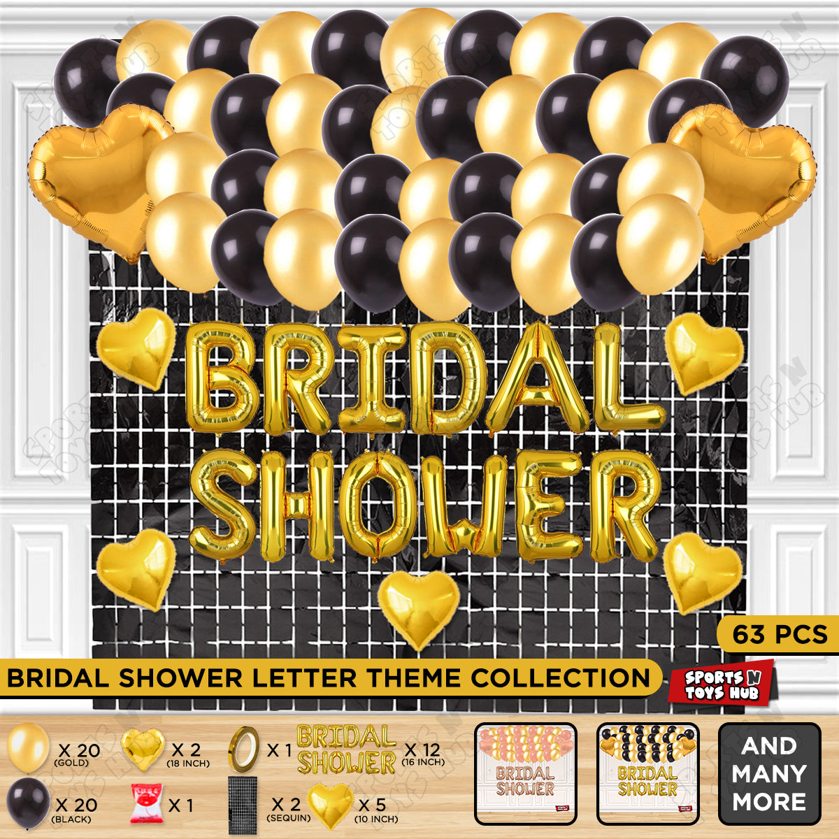 Bridal Shower Foil Letters Theme Collection - Gold & Black