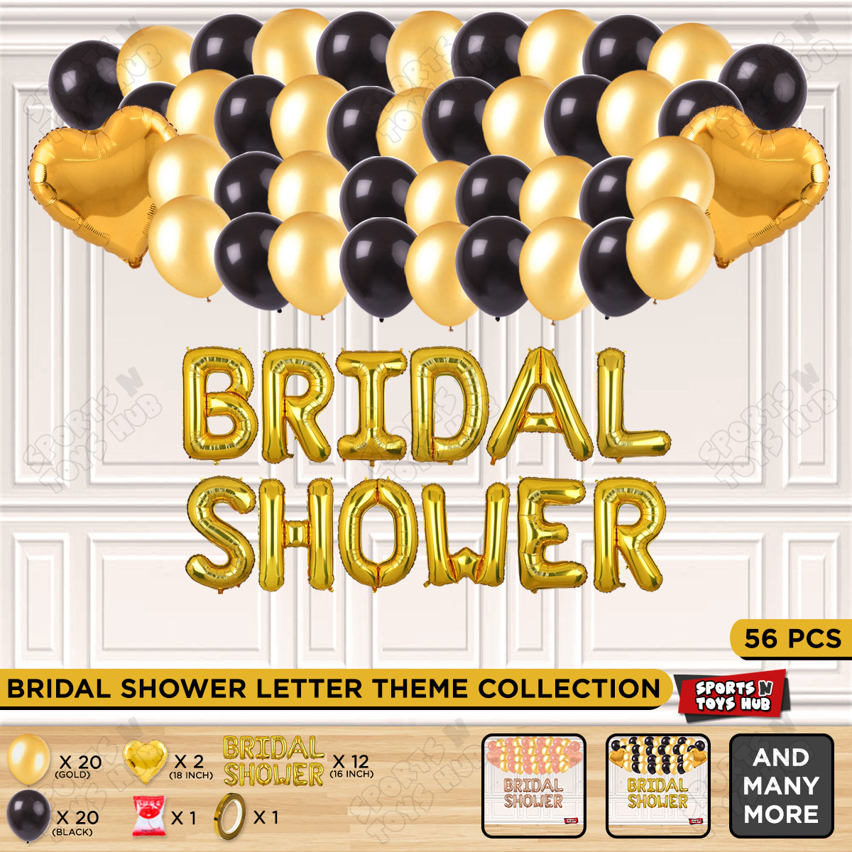 Bridal Shower Foil Letters Theme Collection - Gold & Black