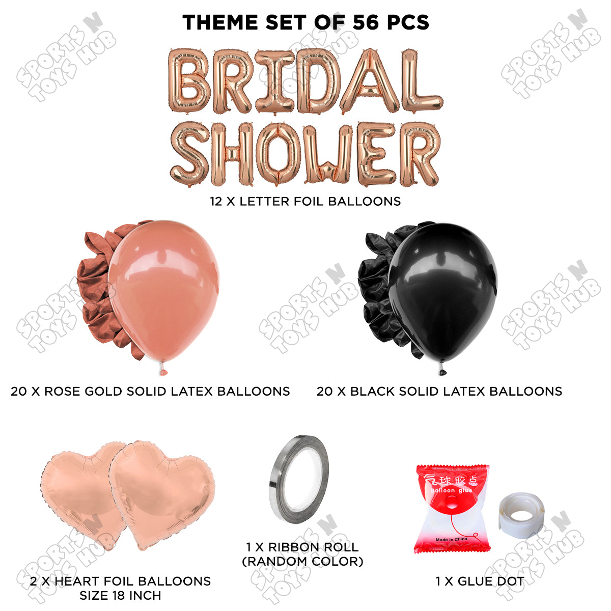 Bridal Shower Foil Letters Theme Collection - Rose Gold & Black