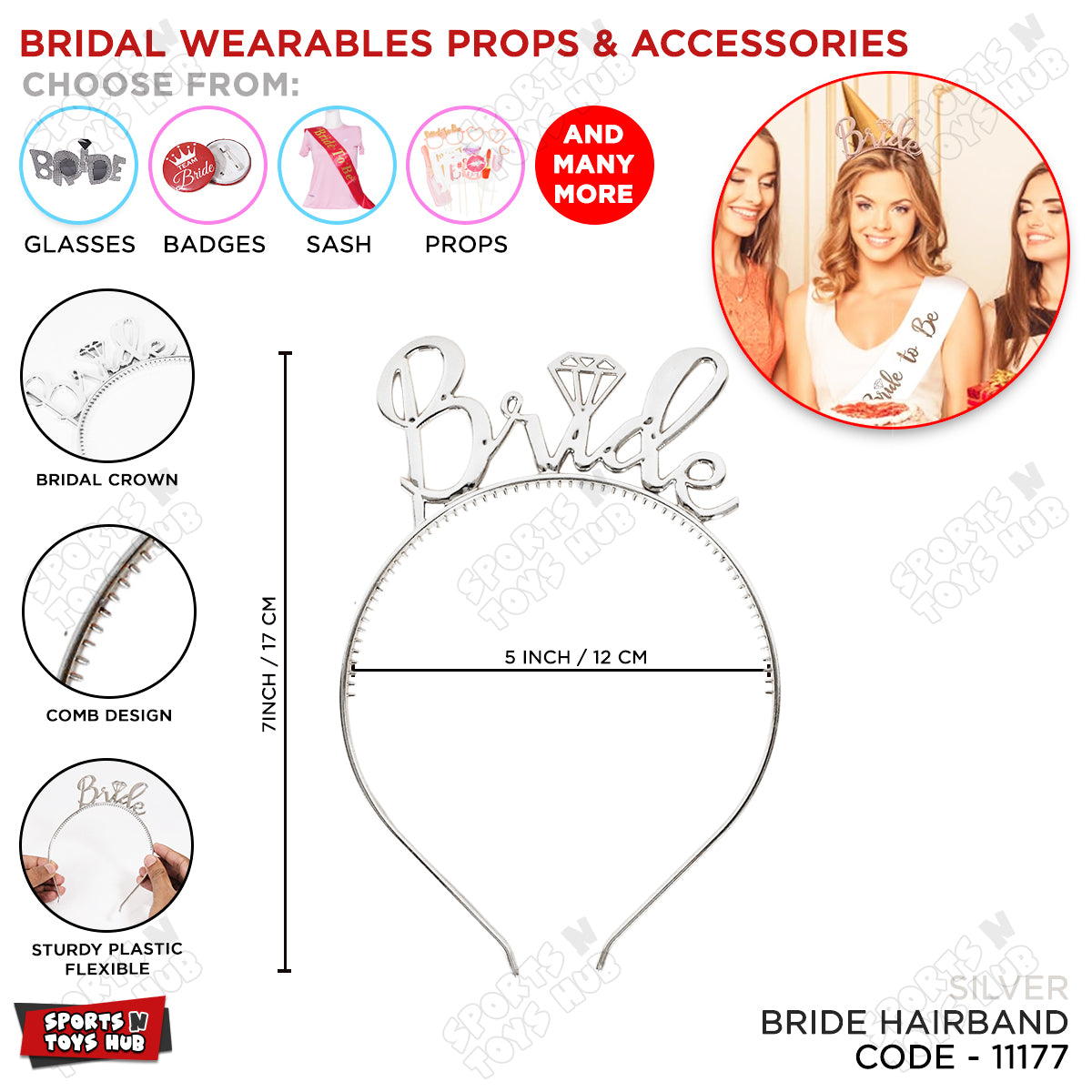 Bride Metallic Shinny Hairband Collection