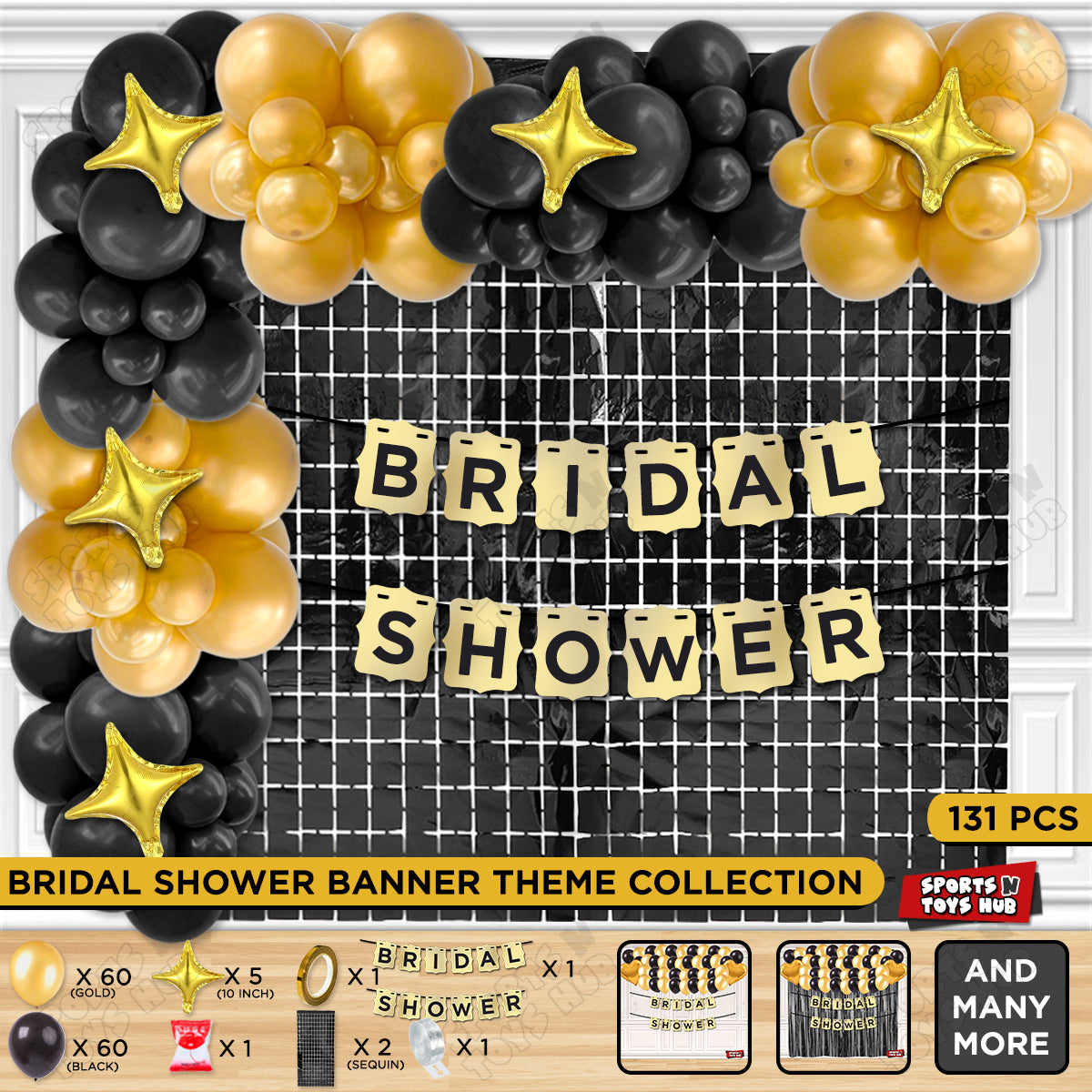 Bridal Shower Shiny Gold Card Banner Theme Collection