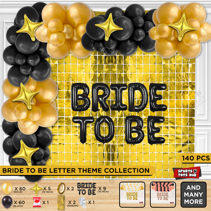Bride To Be Foil Black Color Letters Theme Collection - Black & Gold