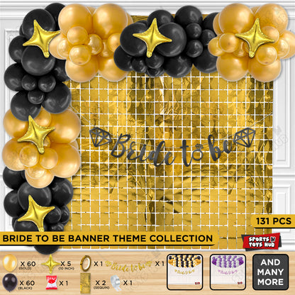 Bride To Be Cursive Banner Theme Collection -  Black & Gold