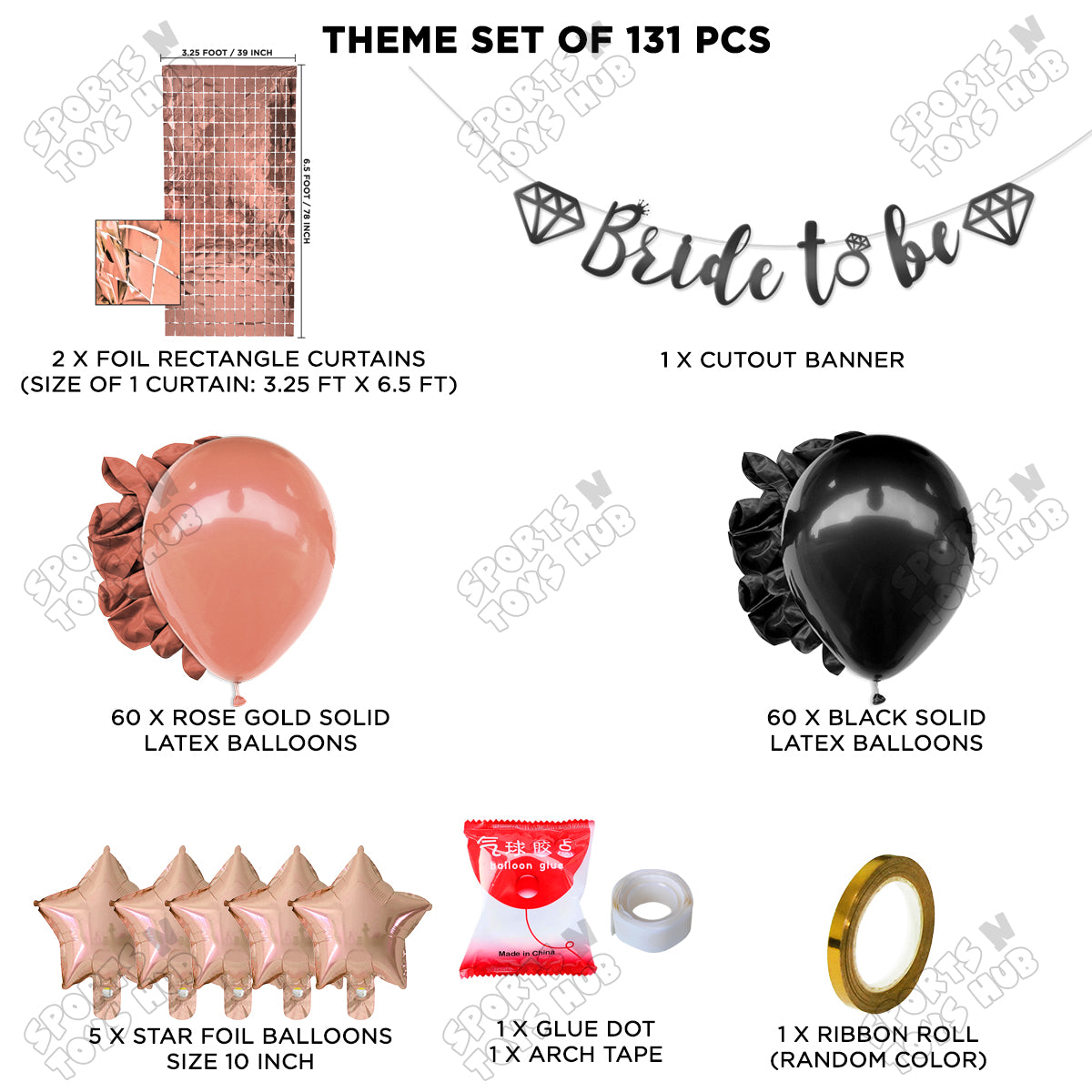 Bride To Be Cursive Banner Theme Collection - Black & Rose Gold