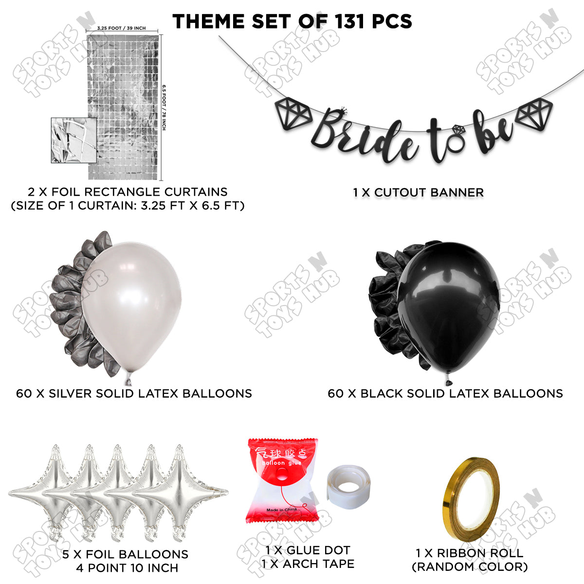 Bride To Be Cursive Banner Theme Collection - Black & Silver