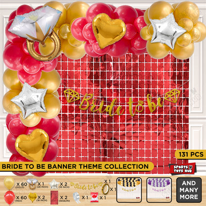 Bride To Be Cursive Banner Theme Collection - Gold & Red