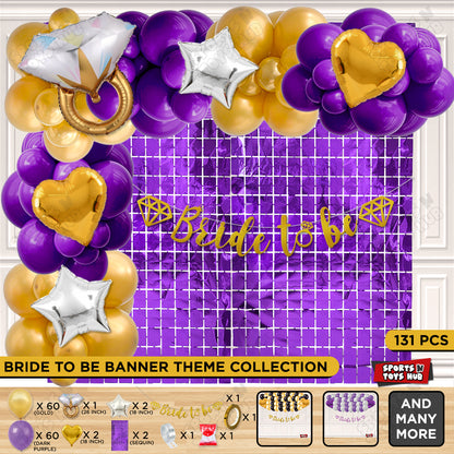 Bride To Be Cursive Banner Theme Collection - Purple & Gold