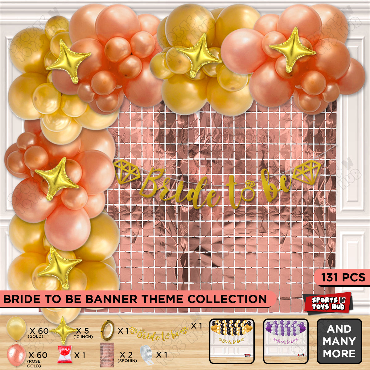 Bride To Be Cursive Banner Theme Collection - Gold & Rose Gold